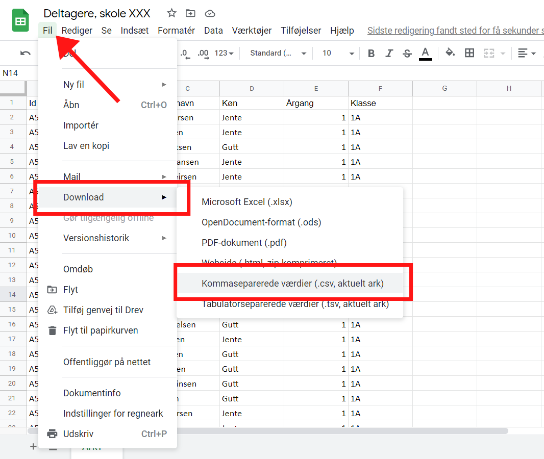 e-learning GOOGLE SHEETS